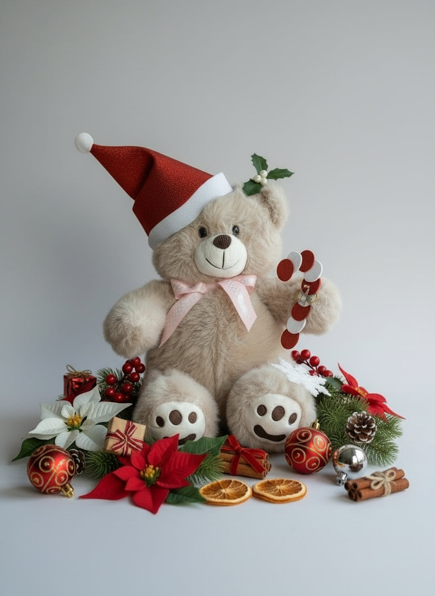 Osito con gorro navideño 28cm  31790- 31729